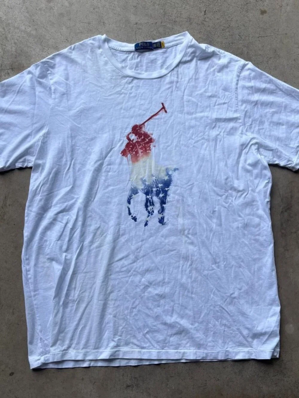 Polo Ralph Lauren Logo Tee Shirt Red White & Blue White 2XL